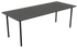 Rectangular oak dining table with charcoal finish and four-legged frame, perfect for modern dining spaces.