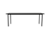 Rectangular oak dining table with charcoal finish and four-legged frame, ideal for modern dining rooms.