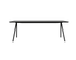 Rectangular oak dining table with charcoal finish and V-frame design, ideal for modern dining rooms.