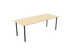 Natural oak rectangular dining table with a four-legged frame, ideal for modern dining spaces.