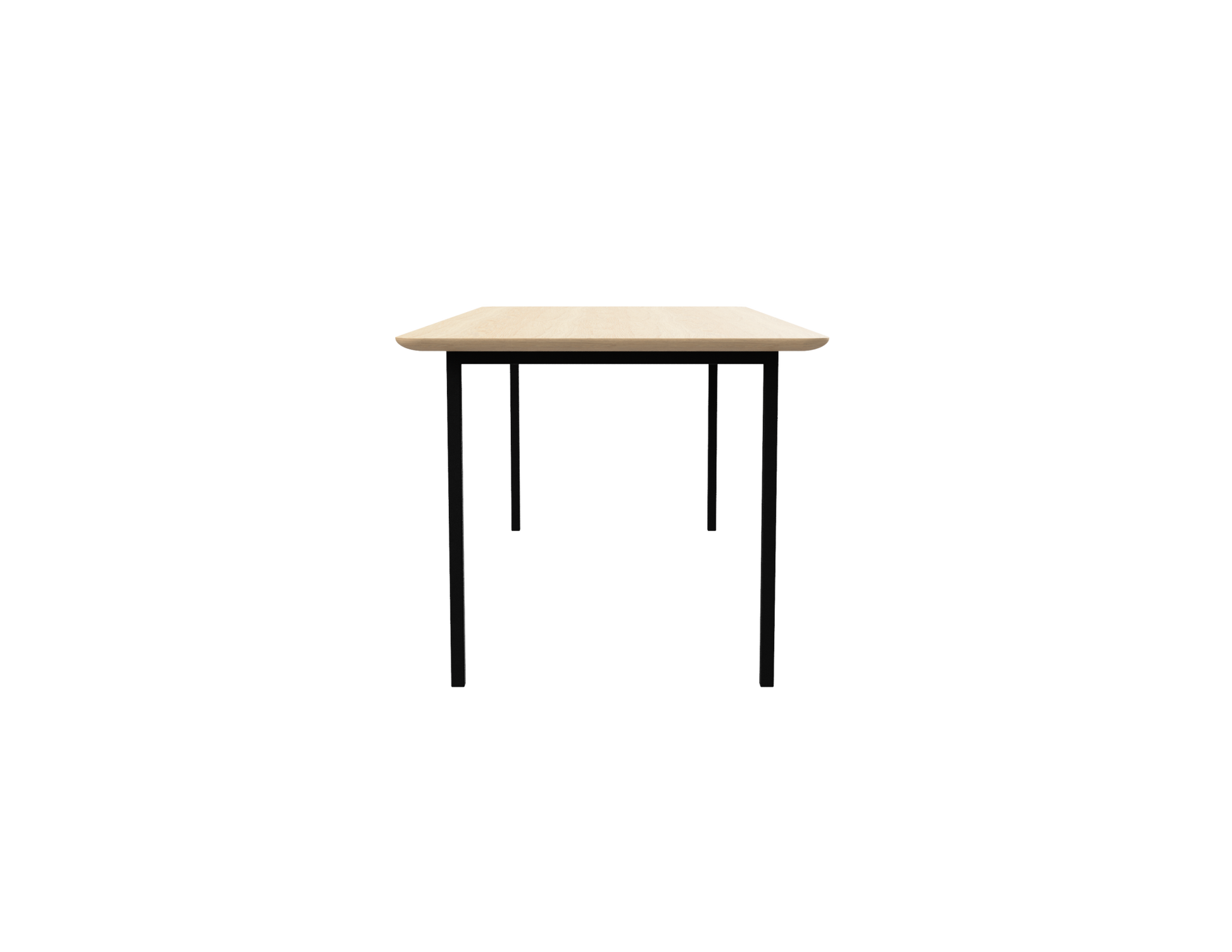 Rectangular oak dining table with natural finish and four-legged frame, ideal for modern dining rooms.