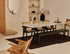 Natural rectangular oak dining table with four-legged frame, 140 cm length, sturdy wood construction, ideal for modern dining rooms.