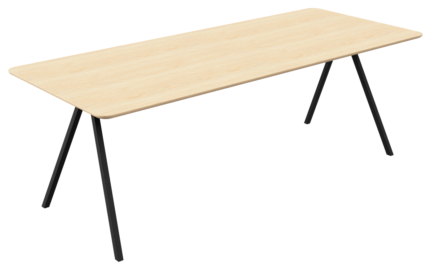 Natural oak rectangular dining table with V-frame, 140 cm length, showcasing a sleek, modern design for dining rooms
