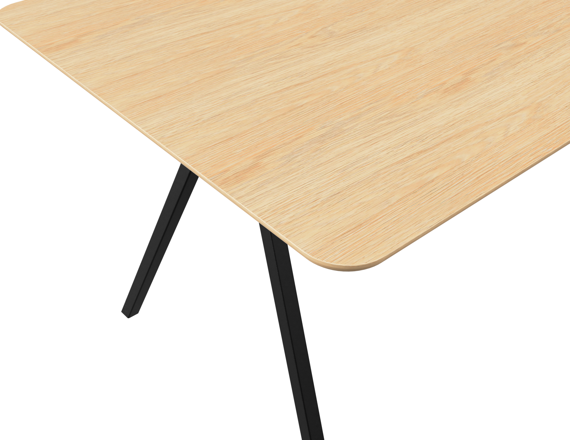 Natural oak rectangular dining table with V-frame, 140cm, showcasing a sleek, modern design and smooth wood finish.