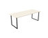 Rectangular oak dining table with ash white finish and U-frame design, showcasing a modern, sturdy wood dining table.