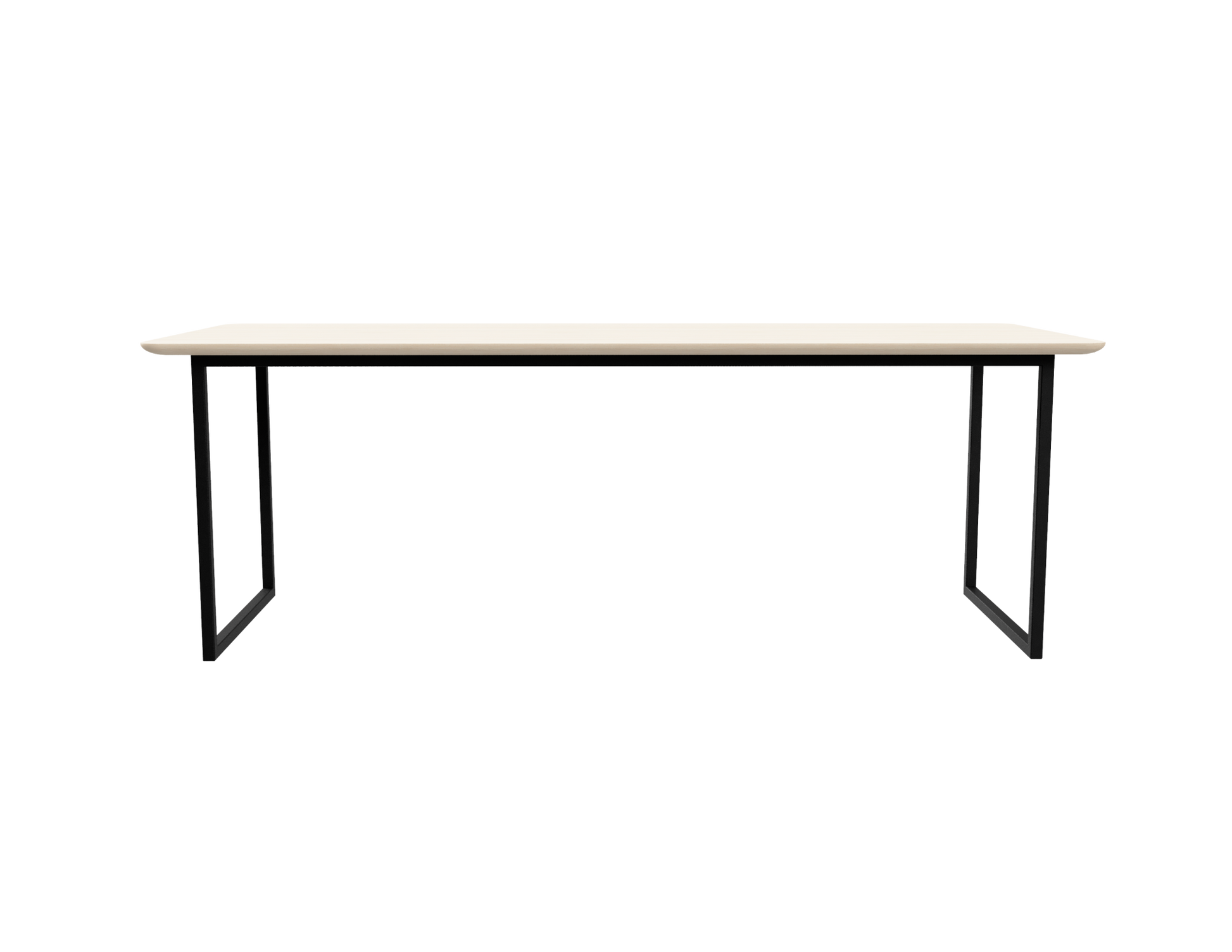 Rectangular oak dining table with ash white finish and U-frame design, ideal for modern dining spaces.