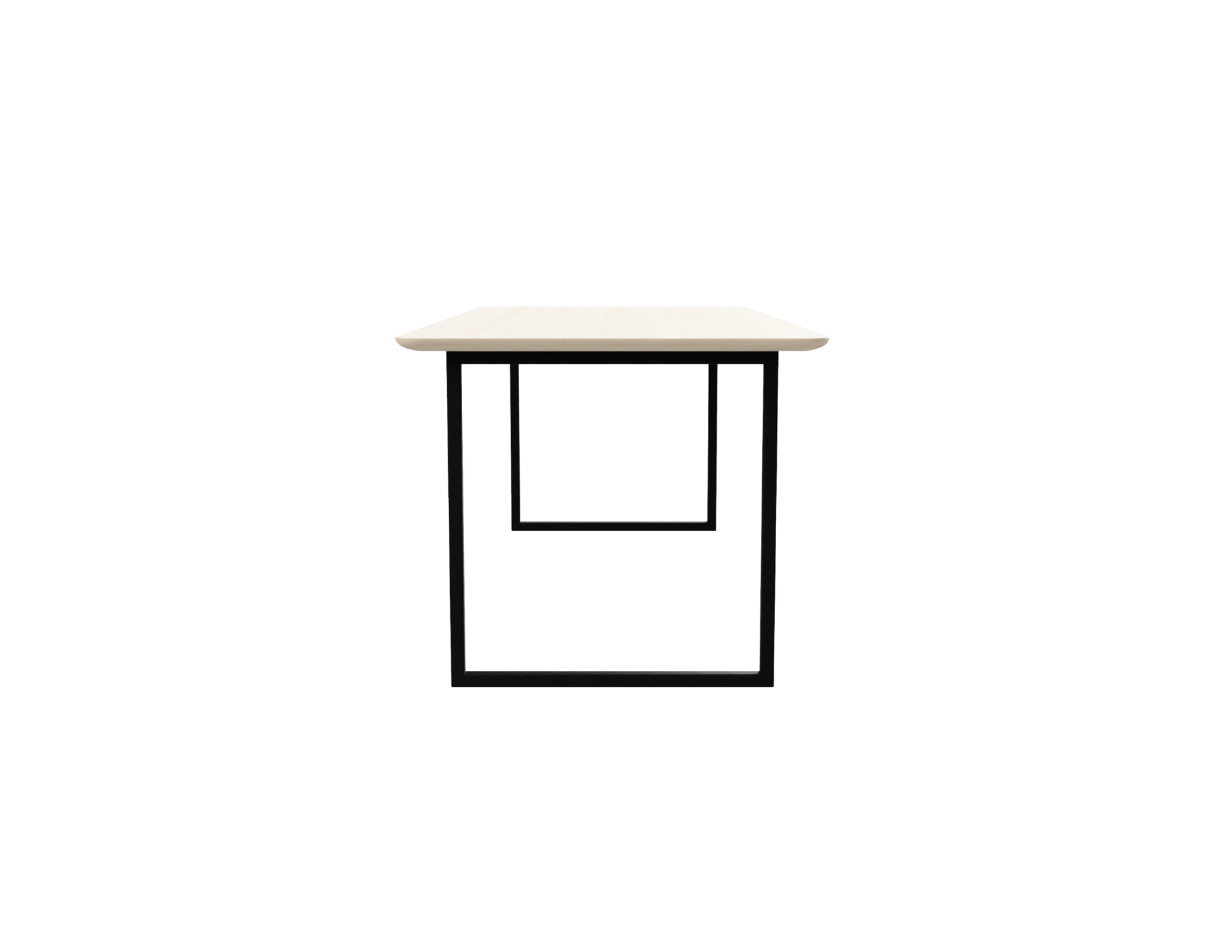 Rectangular oak dining table with ash white finish and U-frame design, ideal for modern dining rooms.