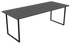 Rectangular oak dining table with charcoal finish and U-frame design, ideal for modern dining rooms.