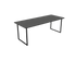 Rectangular oak dining table with charcoal finish and U-frame design, perfect for modern dining rooms.