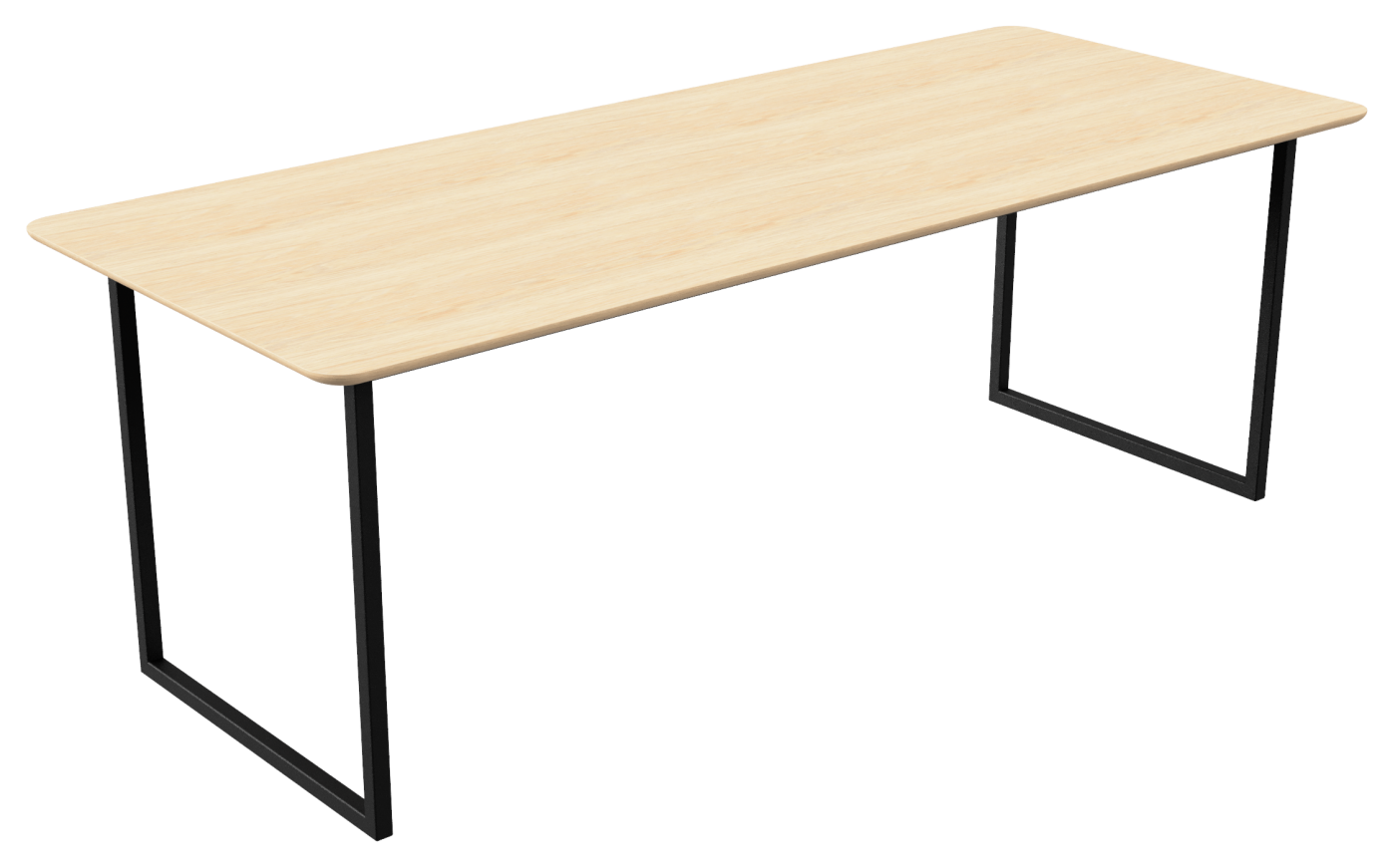 Natural oak rectangular dining table with U-frame, measuring 140x80 cm, showcasing smooth wood surface and sturdy design.