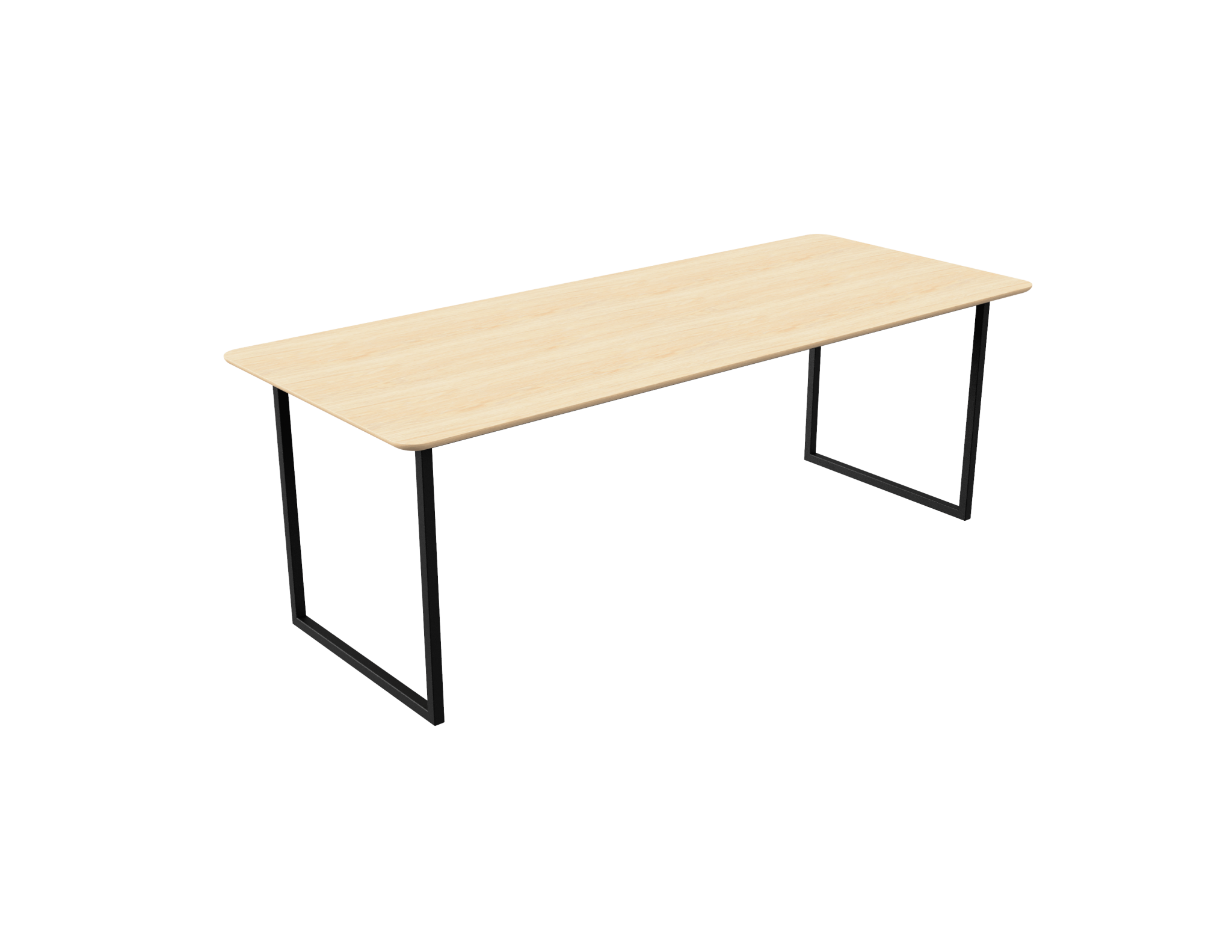 Natural oak rectangular dining table with U-frame, measuring 140x80 cm, showcasing a sleek, modern design for dining rooms.