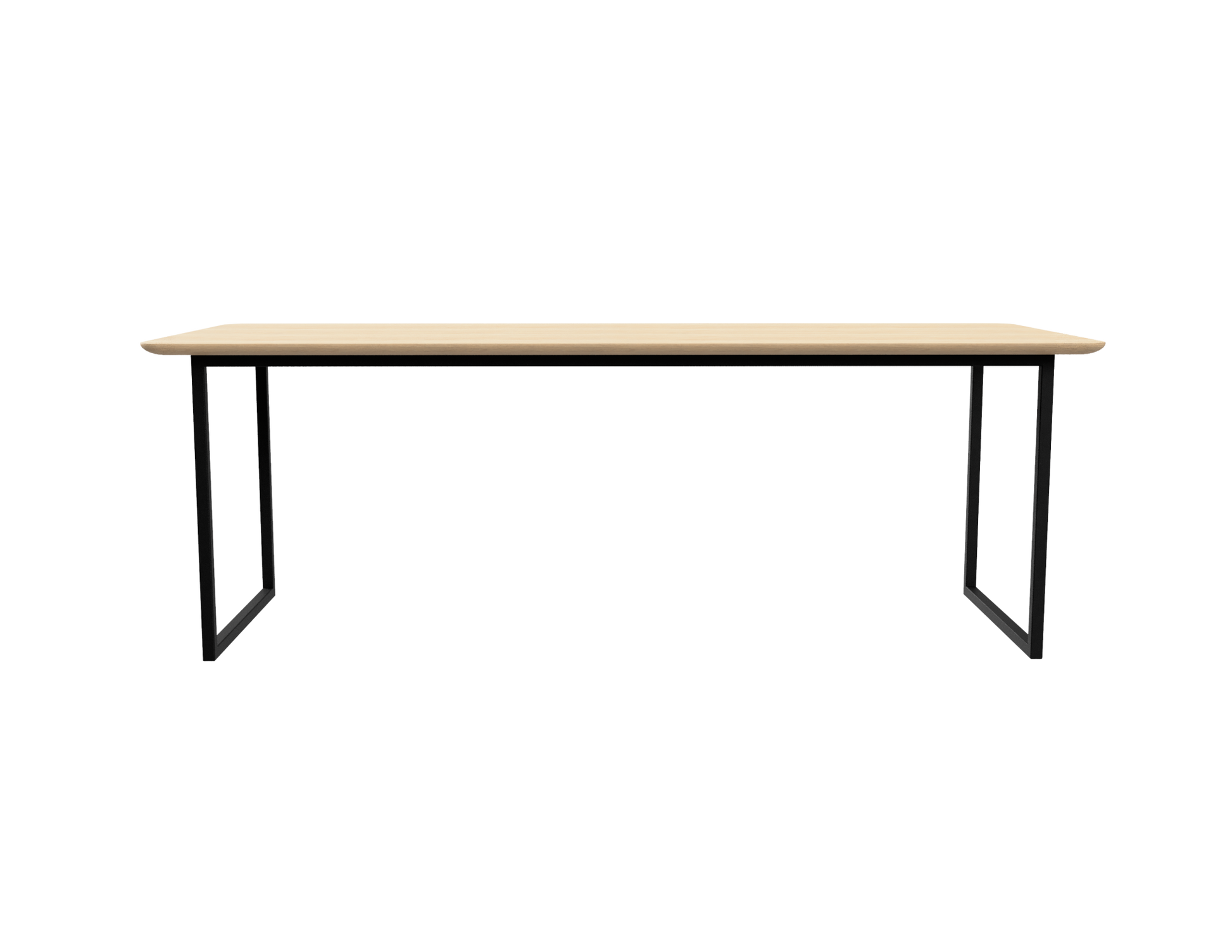 Rectangular oak dining table with natural finish and U-frame design, perfect for modern dining rooms
