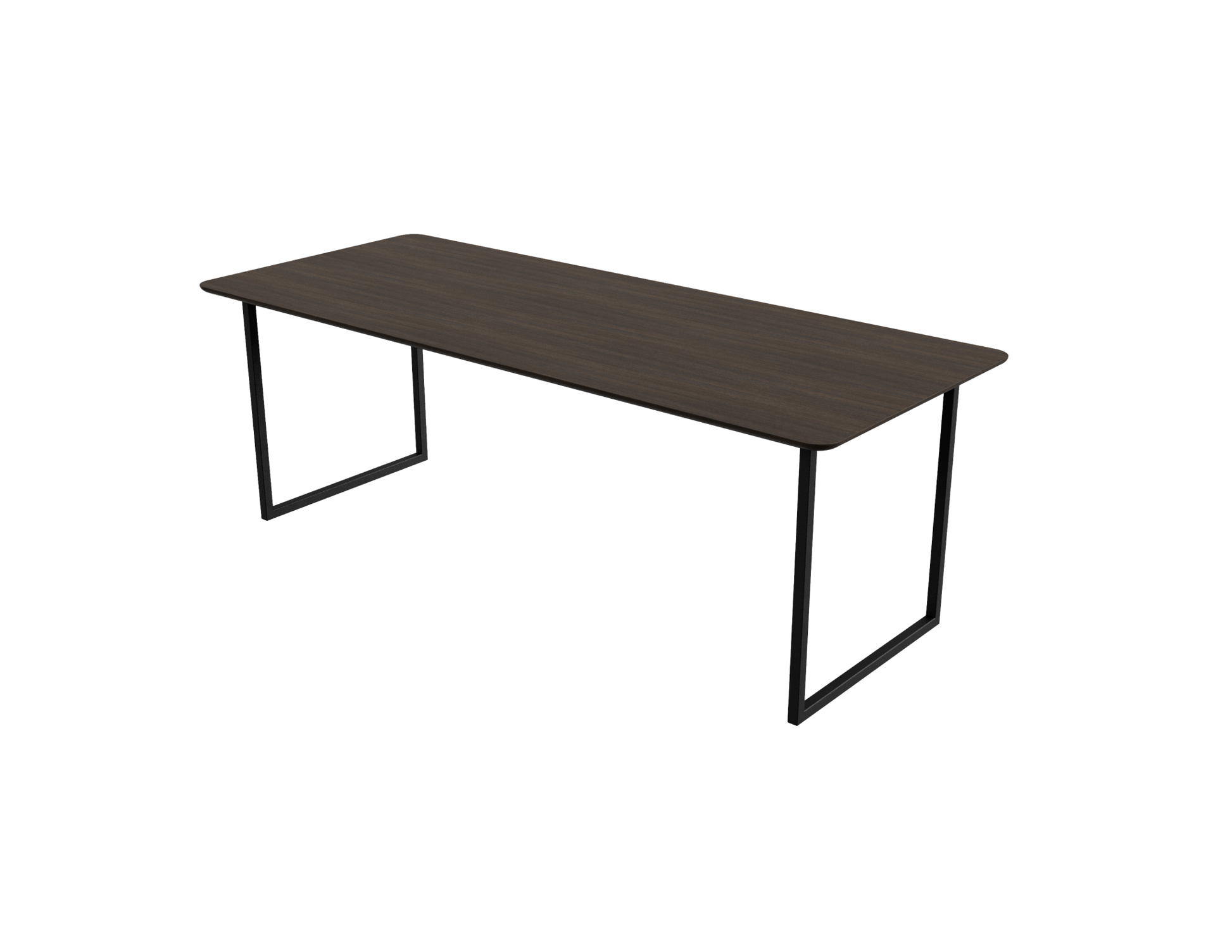 Rectangular smoked oak dining table with U-frame base, measuring 140x80 cm, showcasing a modern and sturdy design.