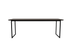 Rectangular smoked oak dining table with U-frame design, showcasing a modern, sturdy wooden table for dining rooms.