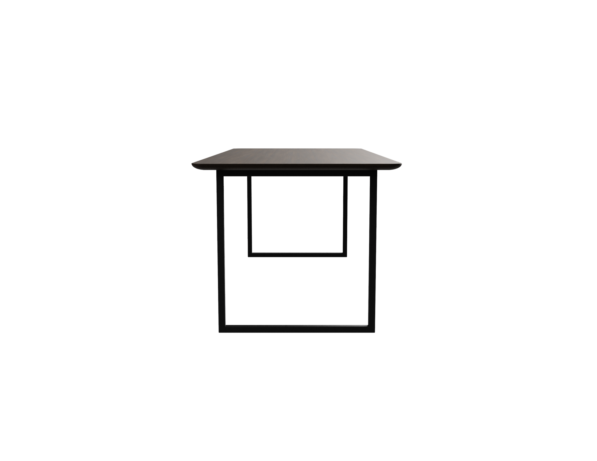 Rectangular smoked oak dining table with U-frame design, measuring 140x80 cm, featuring a modern, natural wood finish.
