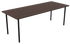 Rectangular walnut dining table with four-legged frame, showcasing smooth wooden surface and sturdy construction.