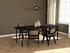 Rectangular walnut dining table with four-legged frame, showcasing a sleek and modern design for dining room decor.