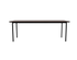 Rectangular walnut dining table with four-legged frame, measuring 140x80 cm, natural wood finish, sturdy design.