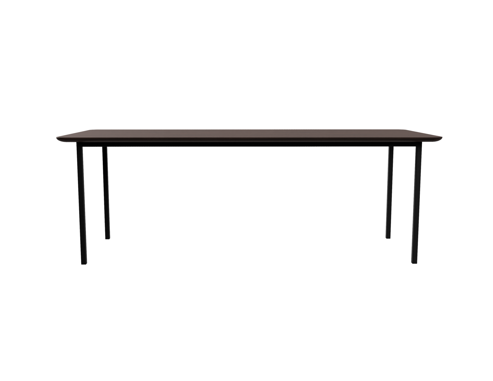 Rectangular walnut dining table with four-legged frame, measuring 140x80 cm, natural wood finish, sturdy design.