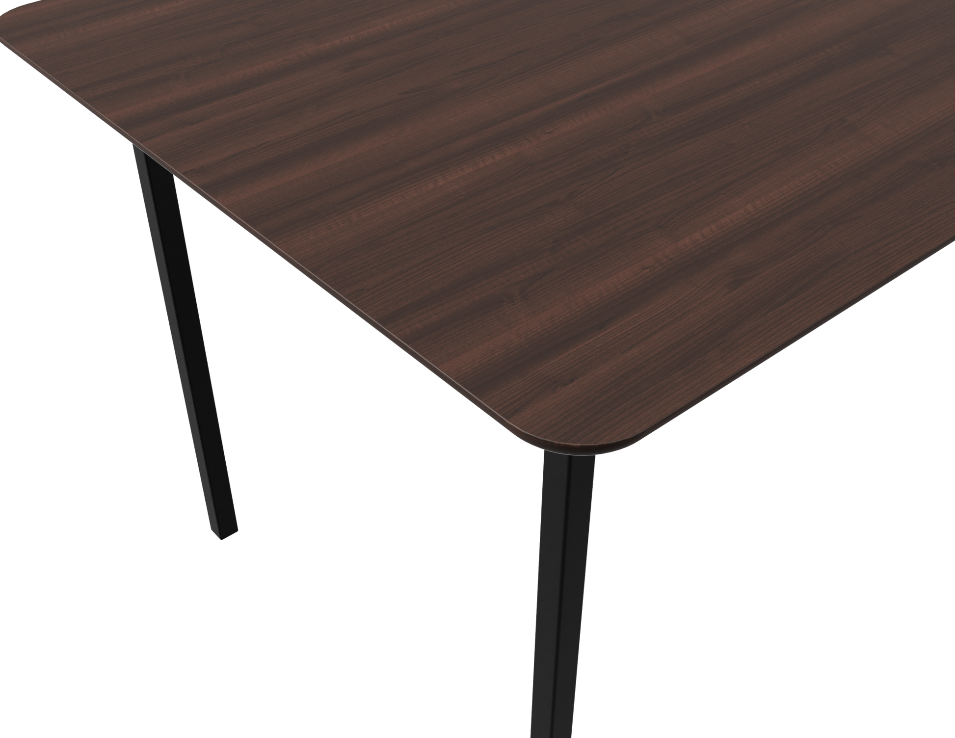 Rectangular walnut dining table with a 4-legged frame, measuring 140 x 80 cm, showcasing a sleek wooden surface