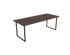 Rectangular walnut dining table with U-frame legs, 140x80 cm, showcasing smooth wood surface and modern design.