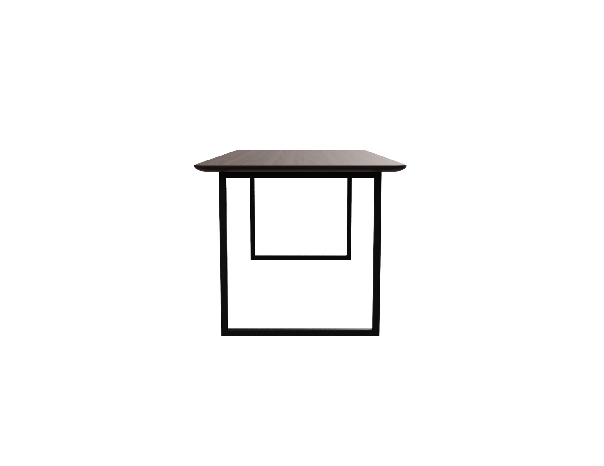 Rectangular walnut dining table with U-frame design, 140x80cm, showcasing smooth wood surface and modern craftsmanship.