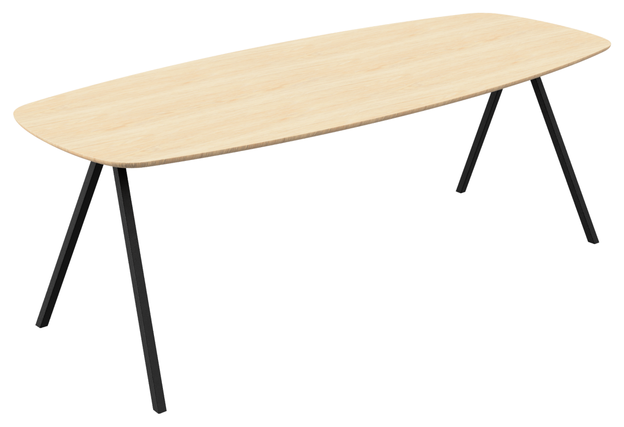 Natural Celio Oak Dining Table with V-frame design, featuring a sleek, straight 160 cm tabletop in warm wood finish.