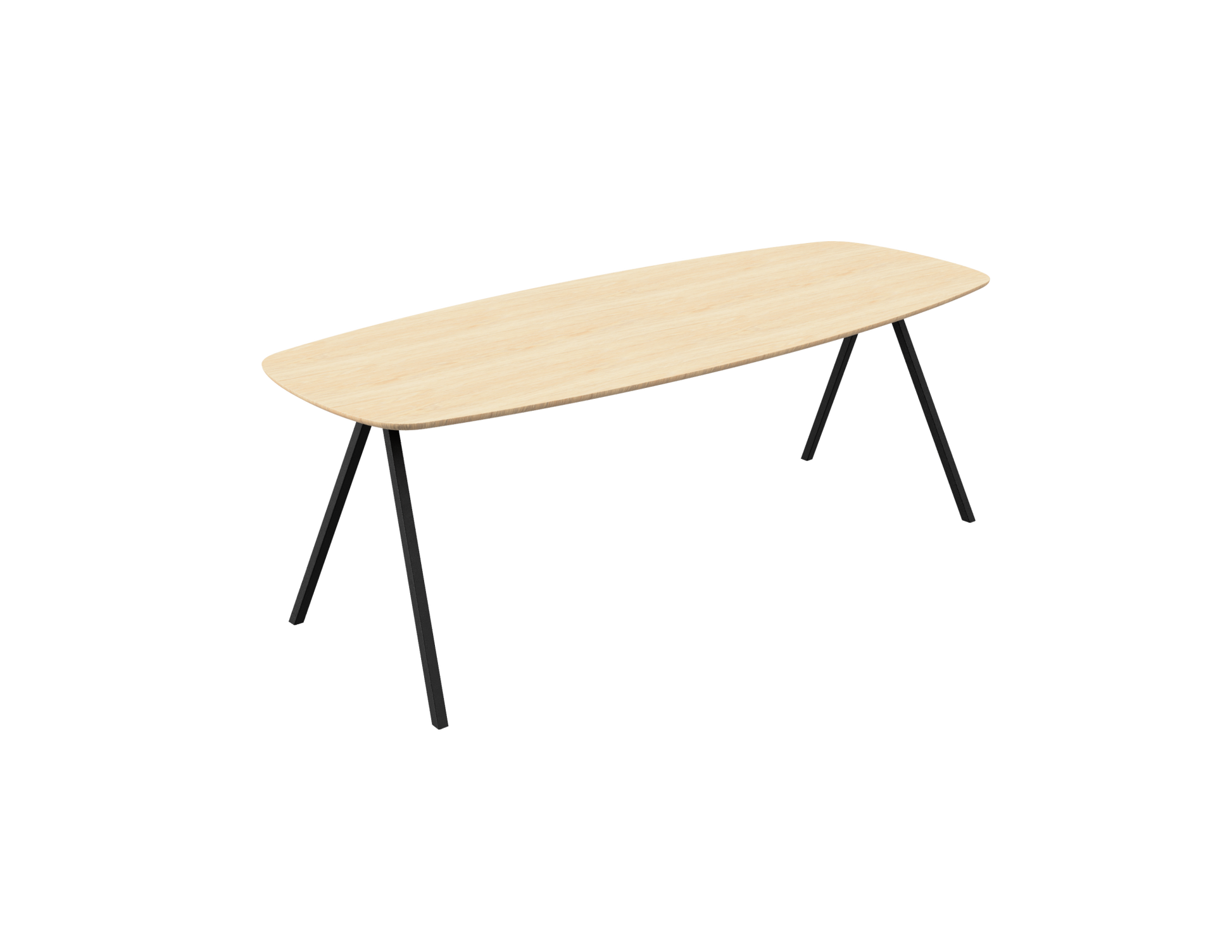 Natural oak Celio dining table with V-frame design, featuring a straight 160 cm tabletop for modern dining spaces.