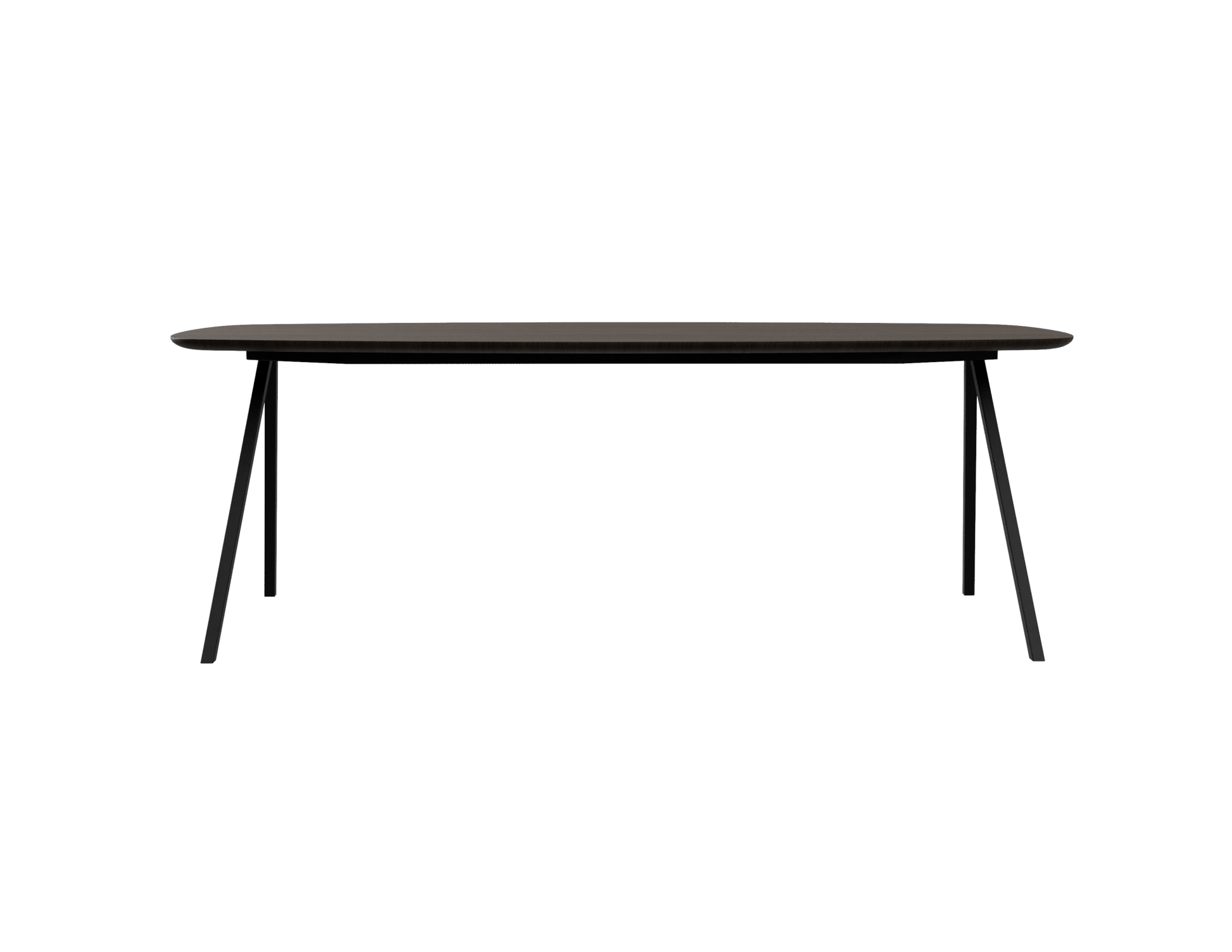 Smoked oak Celio Oak Dining Table with V-frame design, showcasing a sleek rectangular tabletop and sturdy wooden legs.