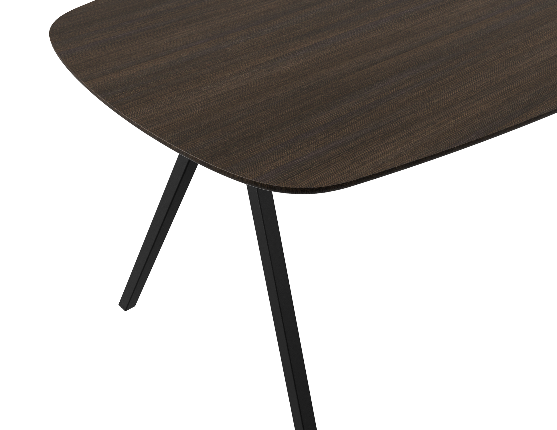 Smoked oak V-frame dining table with a sleek, modern design, featuring a straight 160 cm tabletop for contemporary dining spaces.