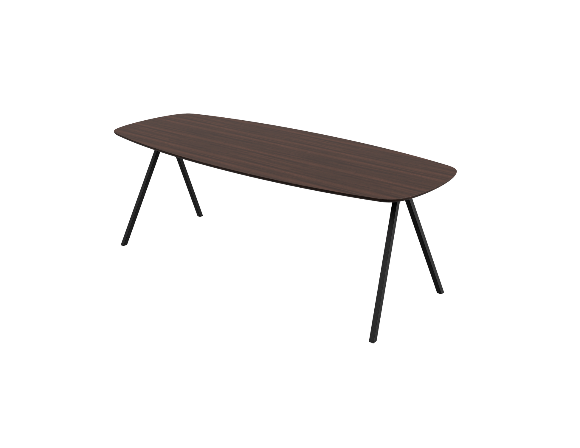 Walnut dining table with V-frame legs, 160 cm long, modern design by Celio for stylish kitchen or dining room use.