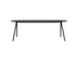 Walnut dining table with V-frame design, featuring a sleek, straight tabletop perfect for modern dining spaces.