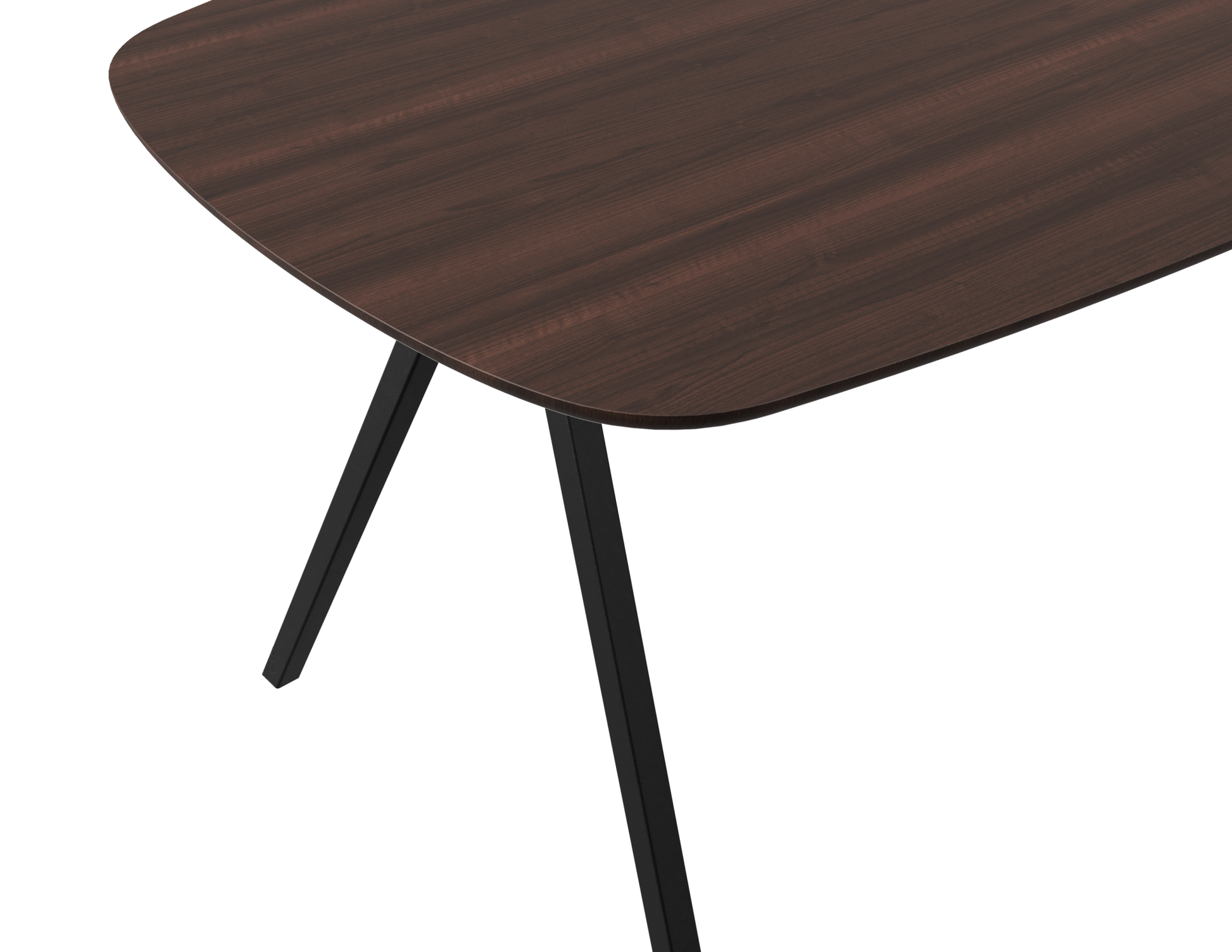 Celio Walnut Dining Table with V-frame by My Store, showcasing the sleek walnut surface and modern V-shaped legs.