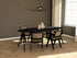 Oval oak dining table with charcoal finish and V-frame design, featuring a sleek, modern look perfect for contemporary dining rooms.