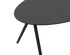 Oval oak dining table with a charcoal finish and V-frame design, featuring a sleek, modern look for dining rooms.