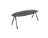 Oval oak dining table with charcoal finish and V-frame design, featuring a sleek, modern look for contemporary dining rooms.