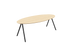 Natural oak oval dining table with V-frame design, 160 cm length, showcasing smooth surface and sturdy wooden construction.