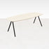 Celio Oak Dining Table in Ash White with V-frame design, showcasing a sleek, modern wood dining table in a bright finish.