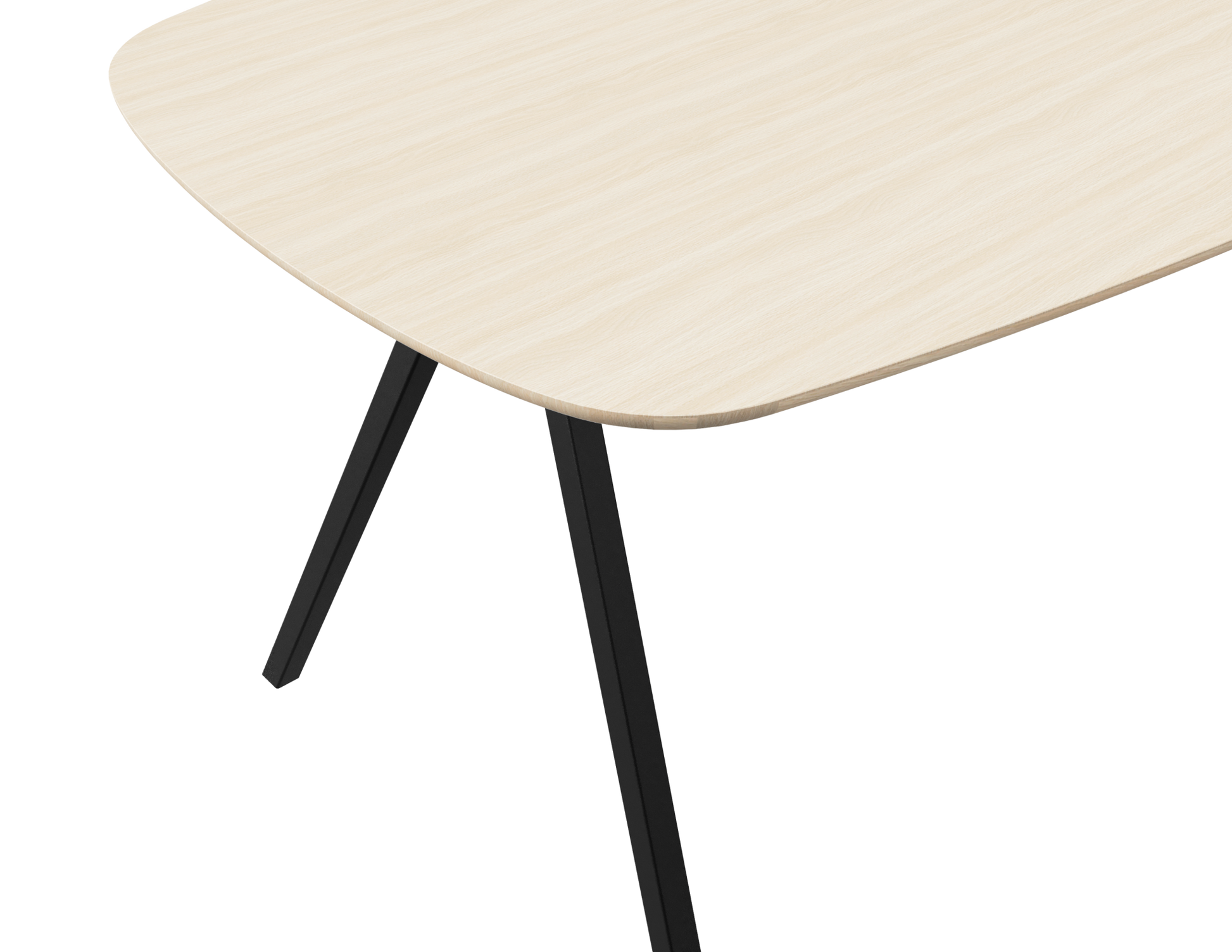 Celio Oak Dining Table in Ash White with V-frame design, showcasing a sleek and modern wooden dining table.