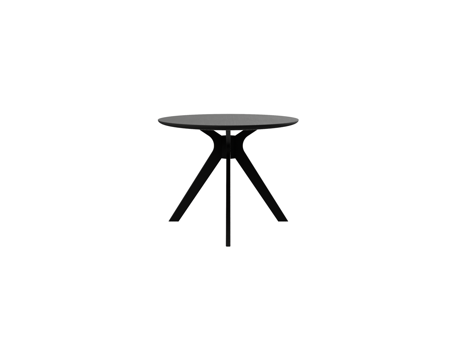 Oval oak dining table with charcoal finish and arched frame, designed for stylish dining rooms.