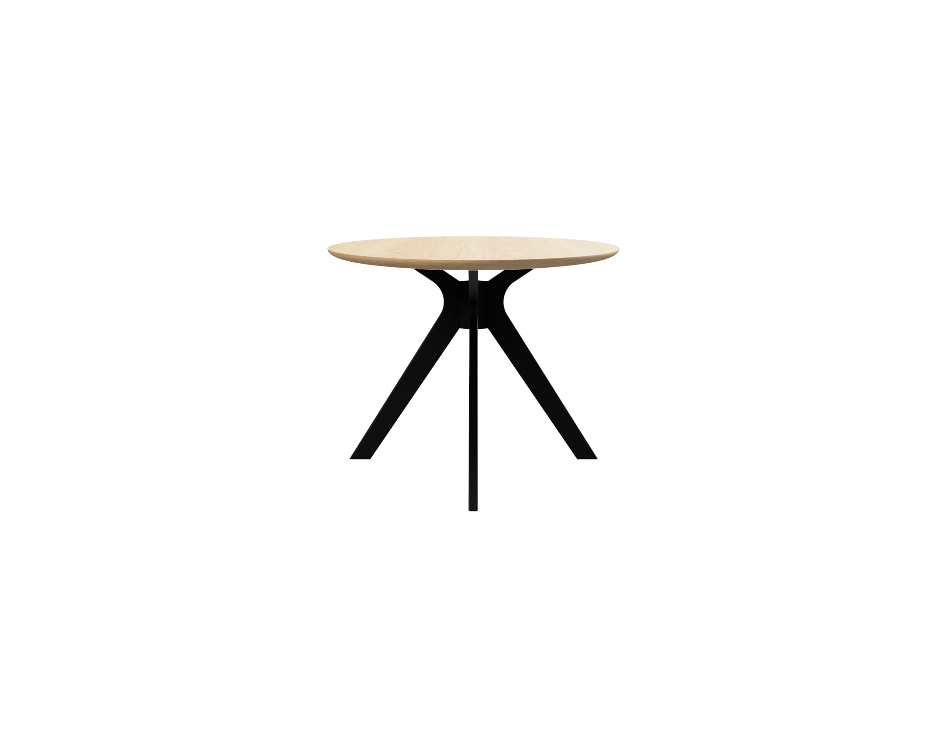 Natural oak oval dining table with arched frame, showcasing smooth wooden surface and elegant design for dining room decor.