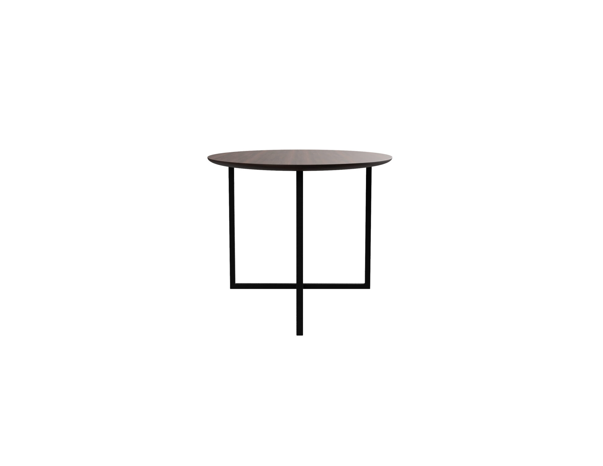 Oval walnut dining table with cross frame, showcasing a sleek wooden surface and sturdy design for modern dining spaces.