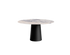 Flow round dining table with Amarante violet marble top and black cylindrical base, by My Store.