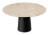 Flow round dining table with Crema Altea marble top and black cylindrical base, modern design for stylish dining spaces.