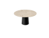Flow round dining table with Crema Altea marble top and black cylindrical base, modern design by My Store.