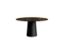 Flow round dining table with Portoro marble top and black cylindrical base, by My Store, featuring a sleek matte finish and modern design.