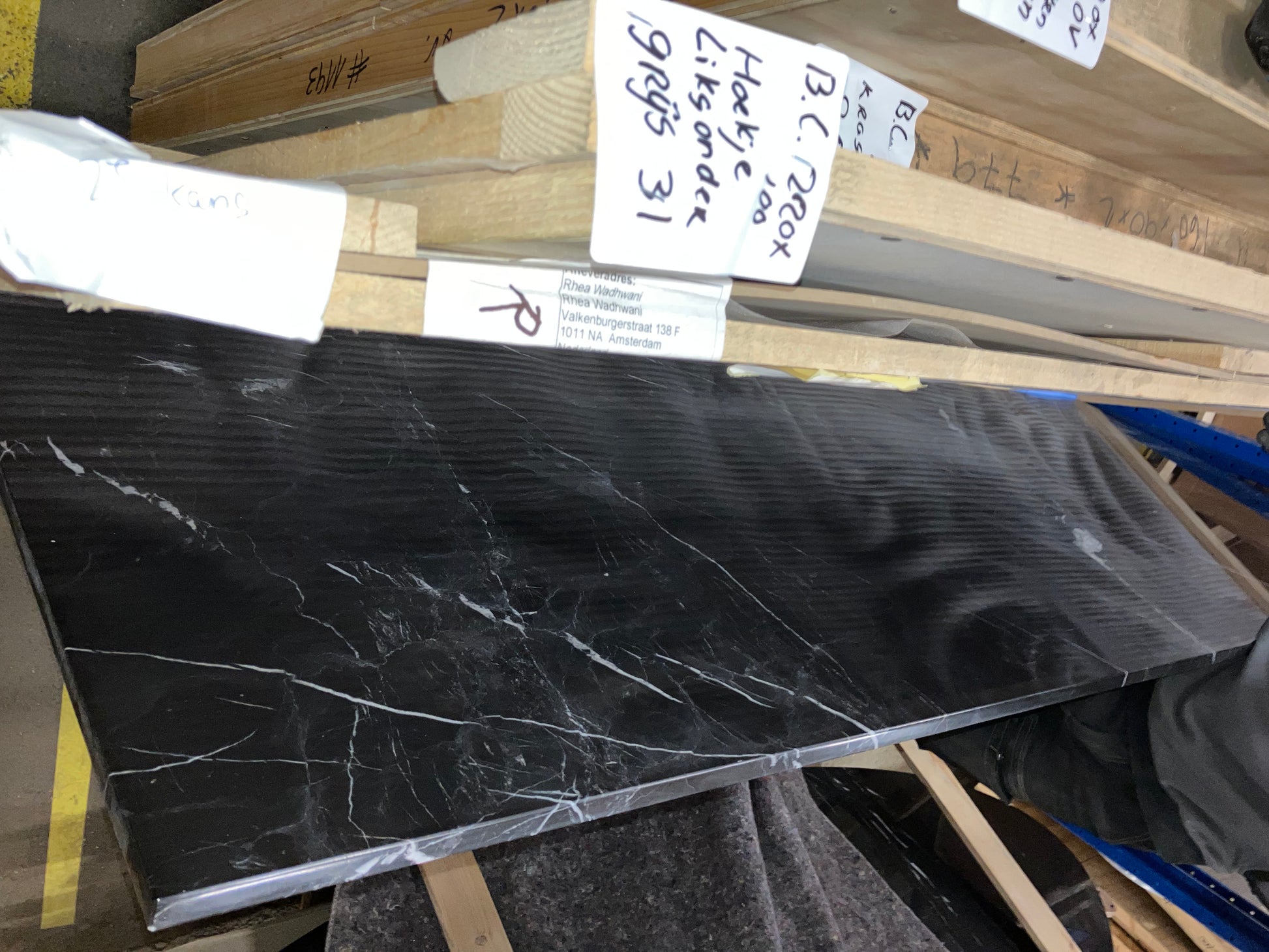 Rectangular Marble Dining Table – Nero Marquina black (U-frame) (240x90)