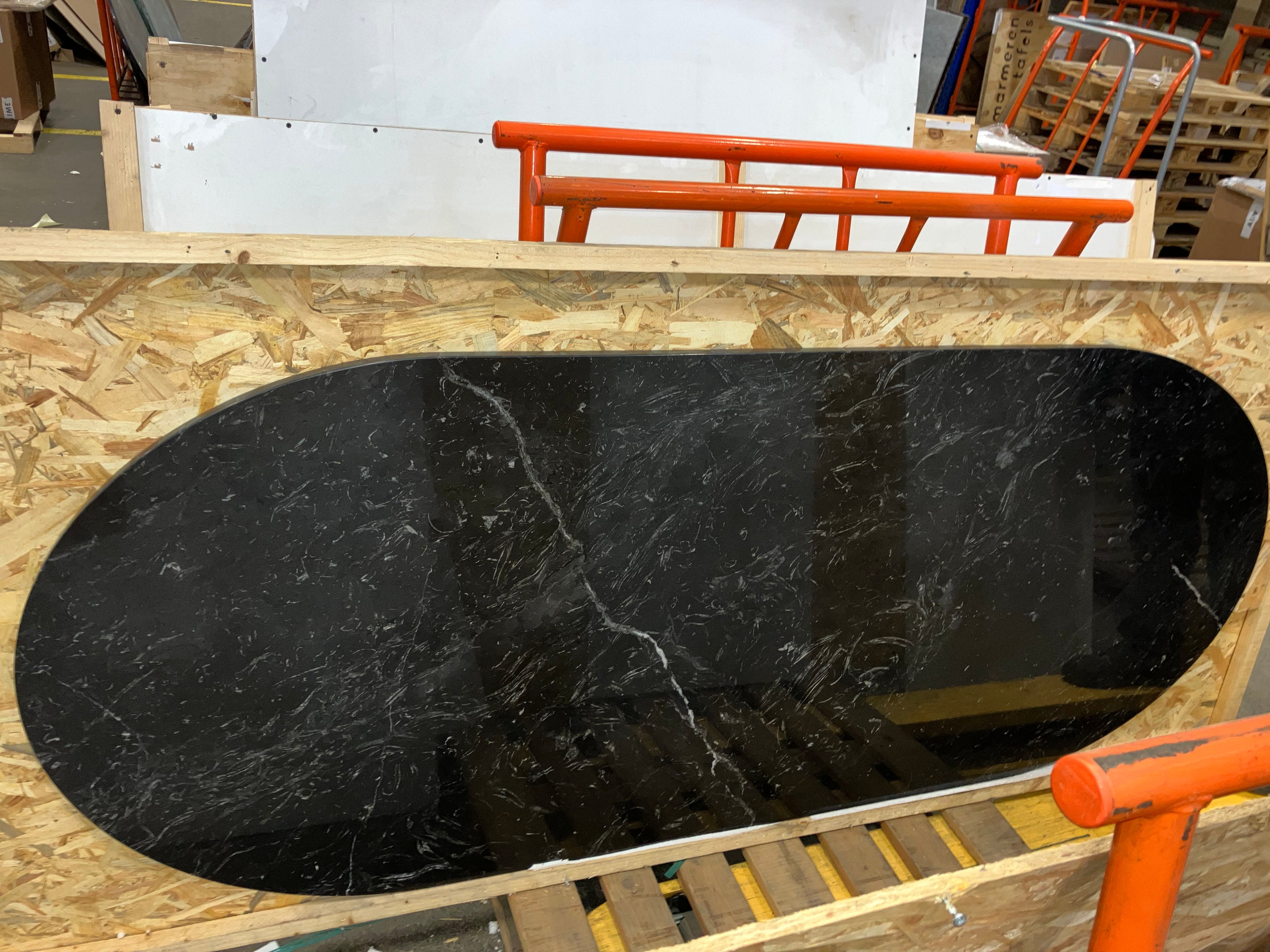 Rectangular Marble Dining Table – Nero Marquina black (U-frame) (Outlet 220×90)