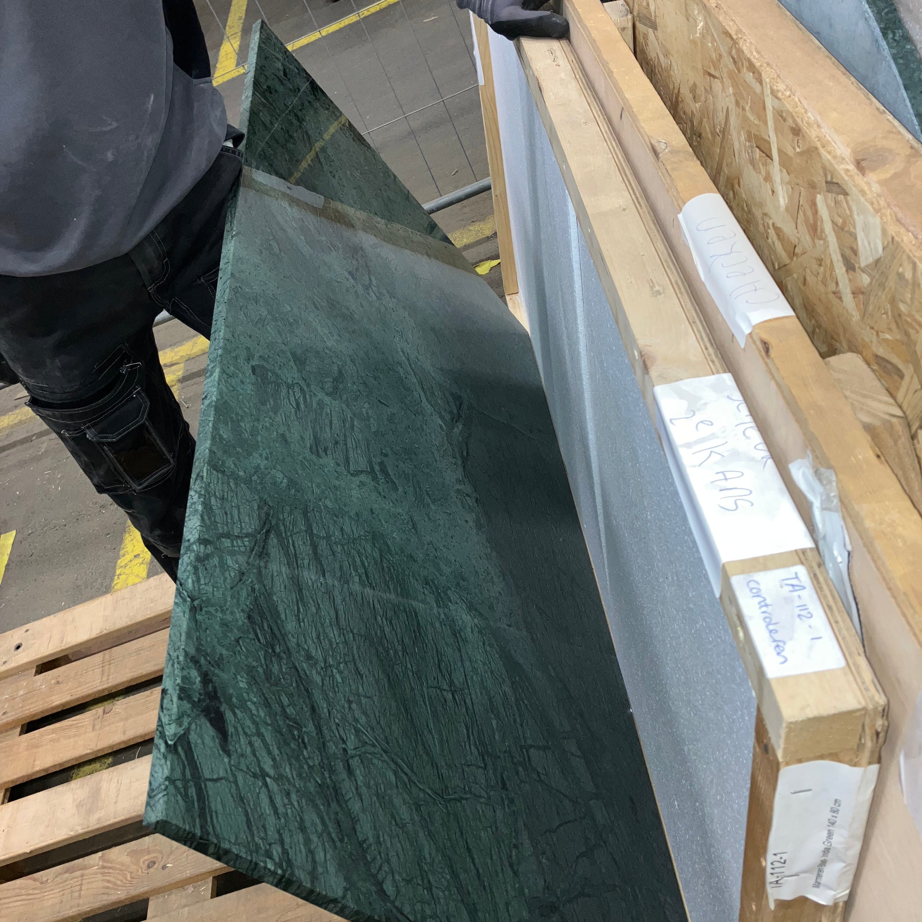 Rectangular Marble Dining Table – India Green (U-frame) (Outlet 140×80)