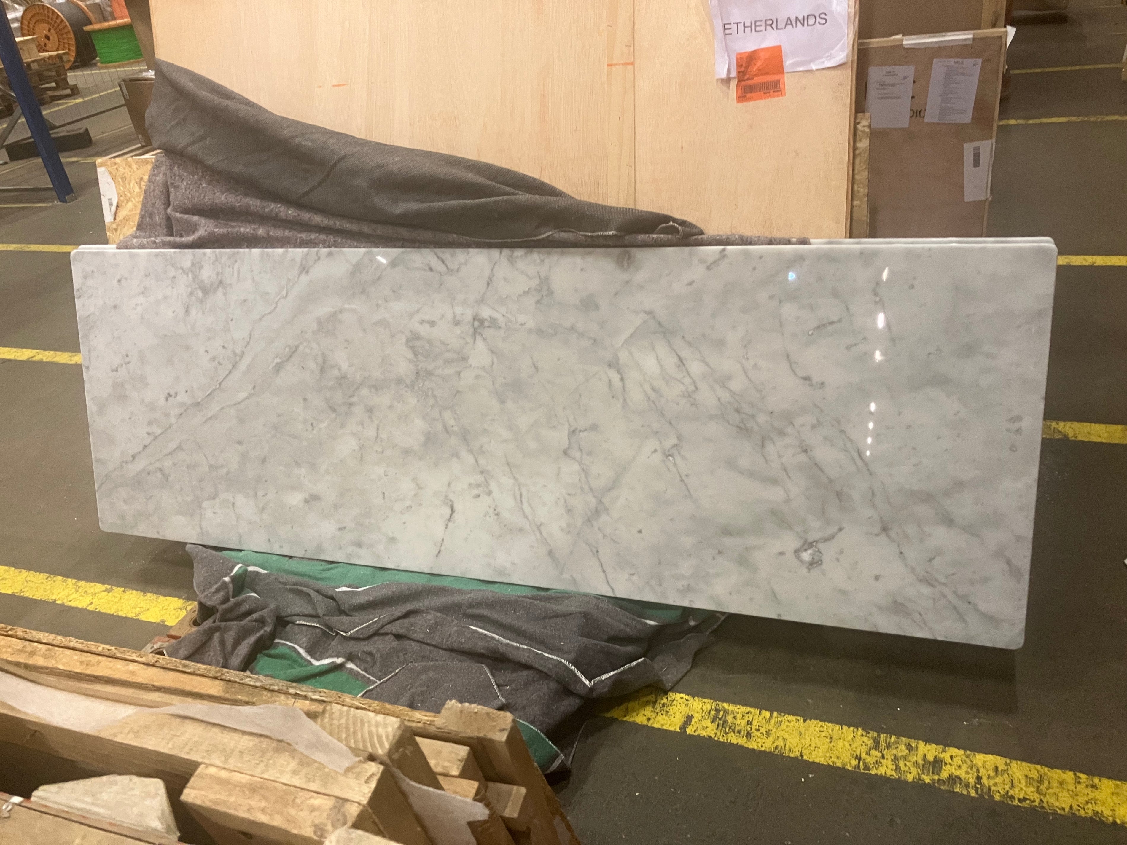 Rectangular Marble Dining Table – Bianco Carrara White (4 legged) (Outlet 240×80 #94)